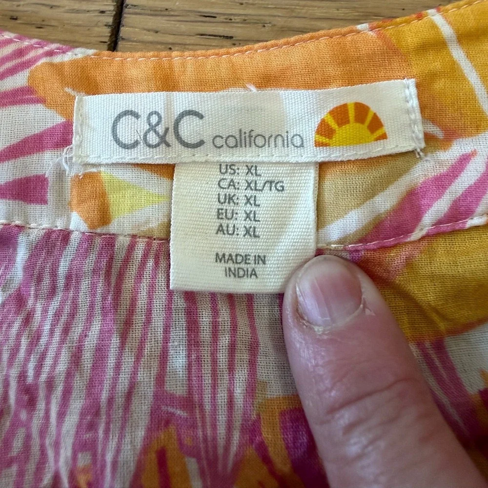 C&C California Tropical Skirt Set L & XL Pink Orange Boho Summer (2118)‎